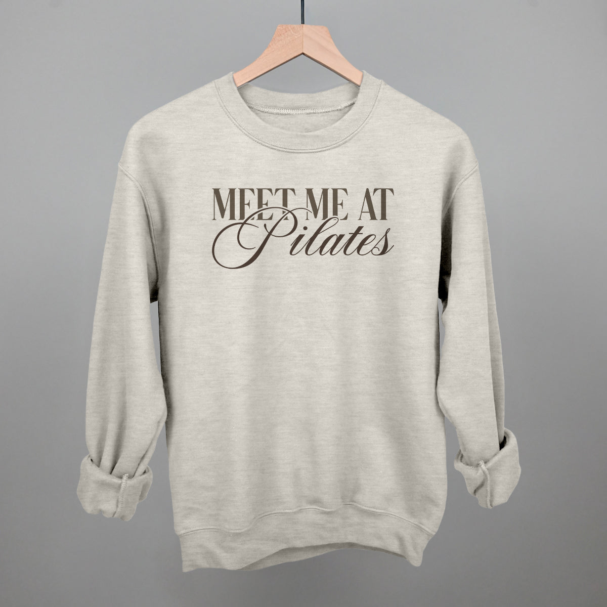 Meet Me At Pilates - Oversized Boxy Crew, Bone - Bexa Boutique