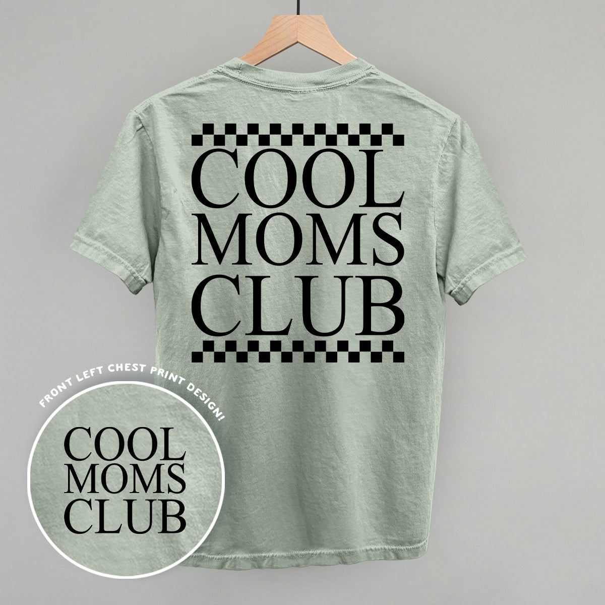 Cool Moms Club Checkered (Back Print) - Comfort Colors Tee, Grey - Bexa Boutique