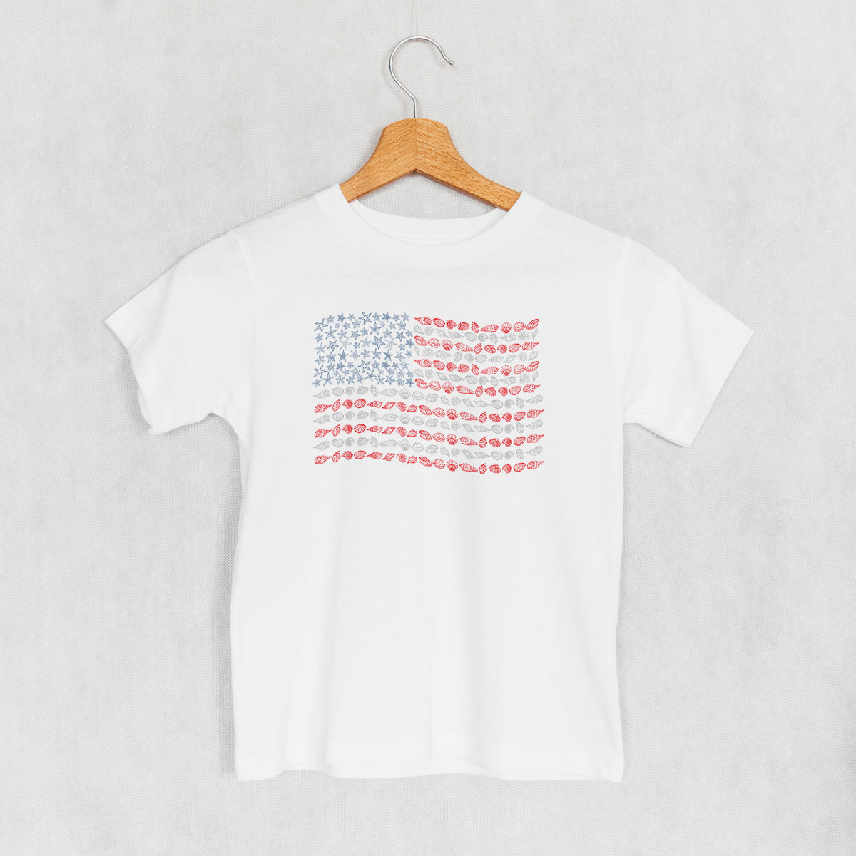 Seashell + Starfish Flag (Kids) - Toddler Tee, White - Bexa Boutique