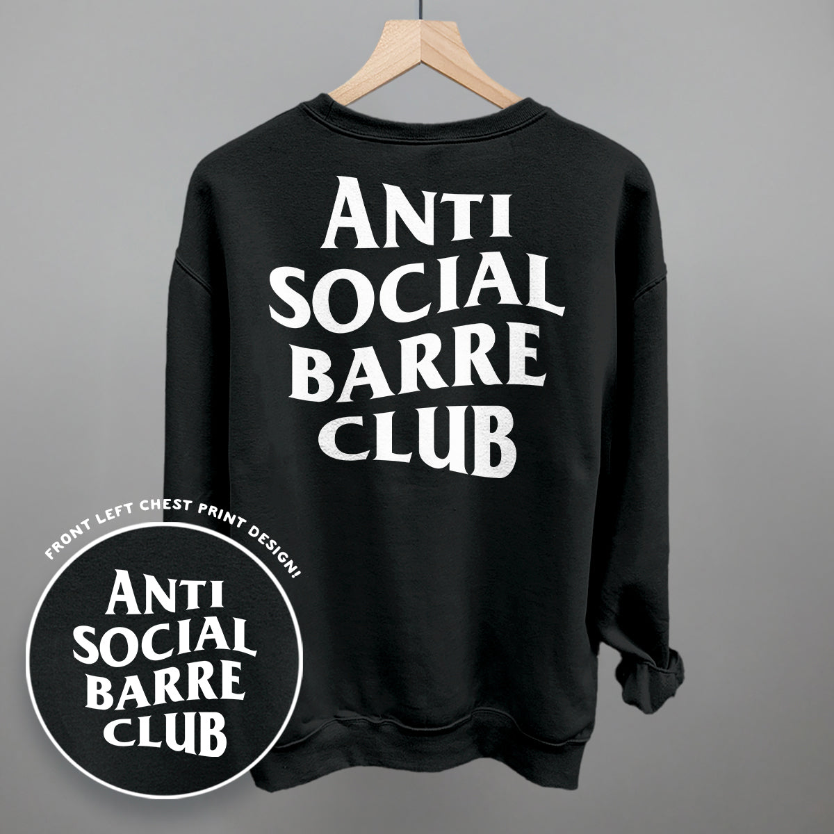 Anti Social Barre Club (White) (Back Print) - Comfort Colors Tee, Chambray - Bexa Boutique