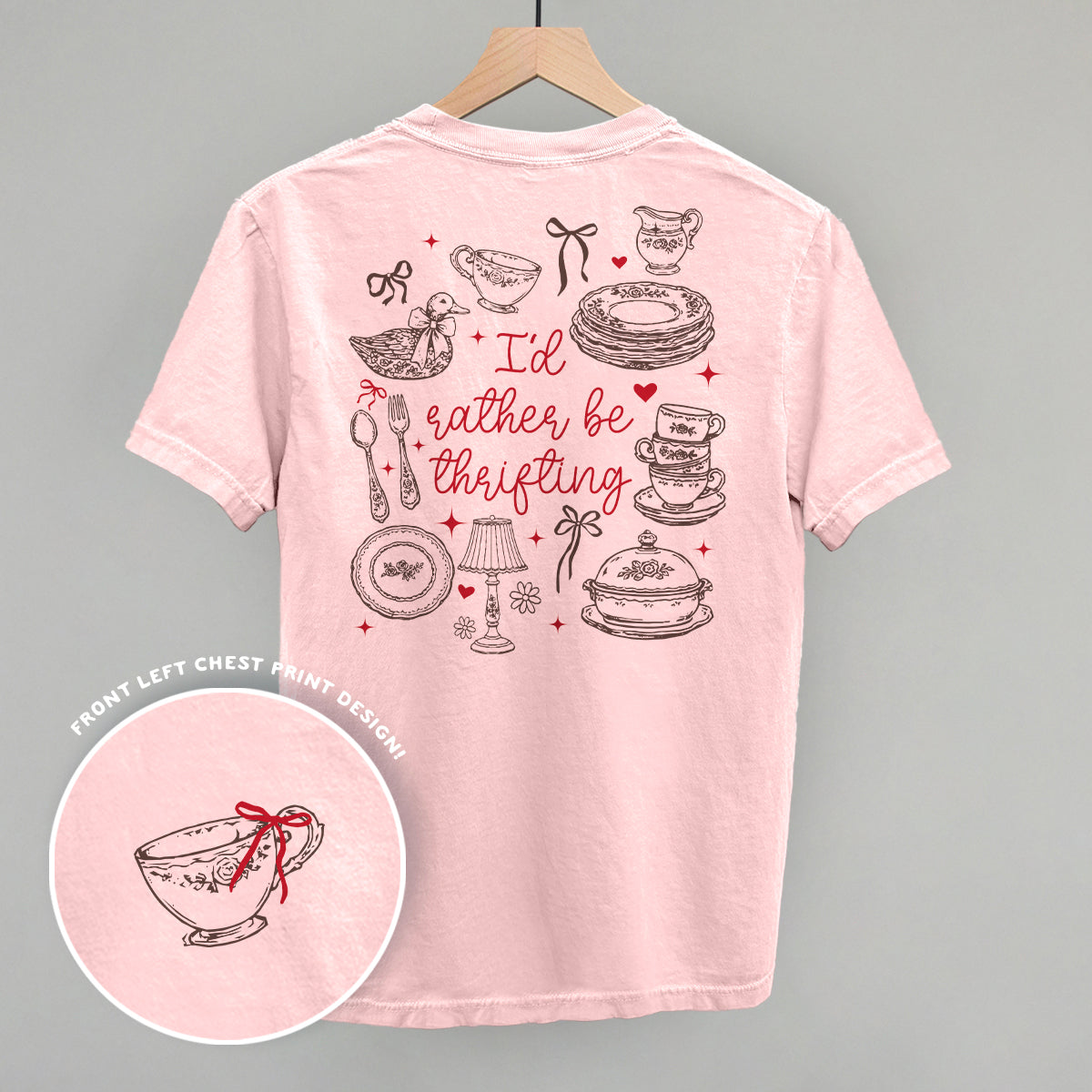I'd Rather Be Thrifting Doodles (Back Print) - Comfort Colors Tee, Blossom - Bexa Boutique