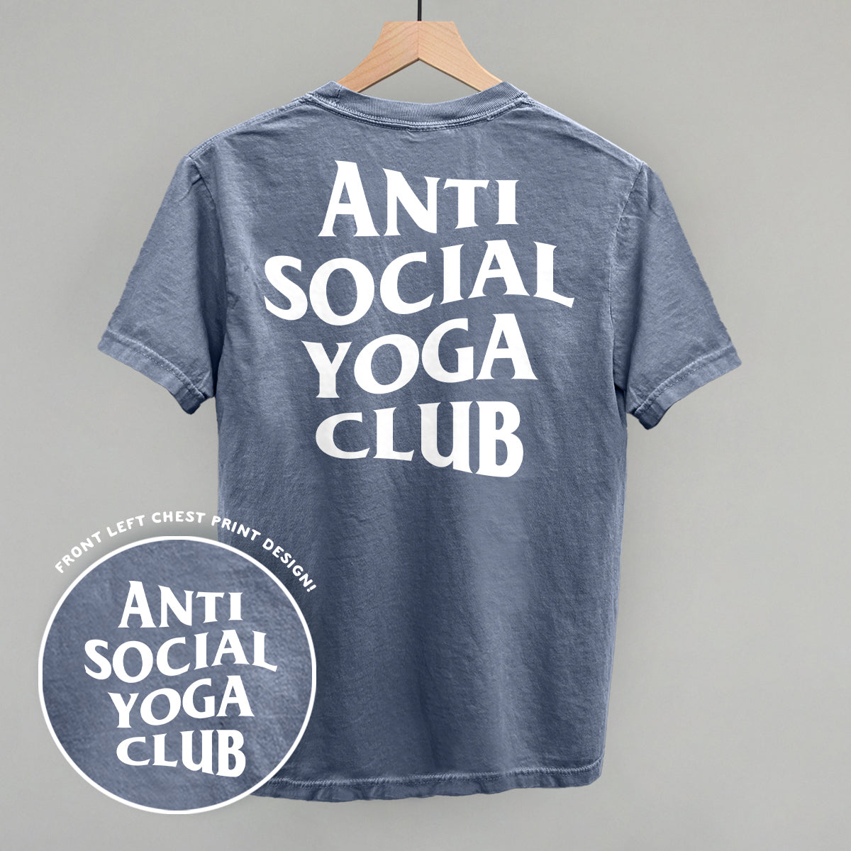 Anti Social Yoga Club (White) (Back Print) - Comfort Colors Tee, Bay - Bexa Boutique