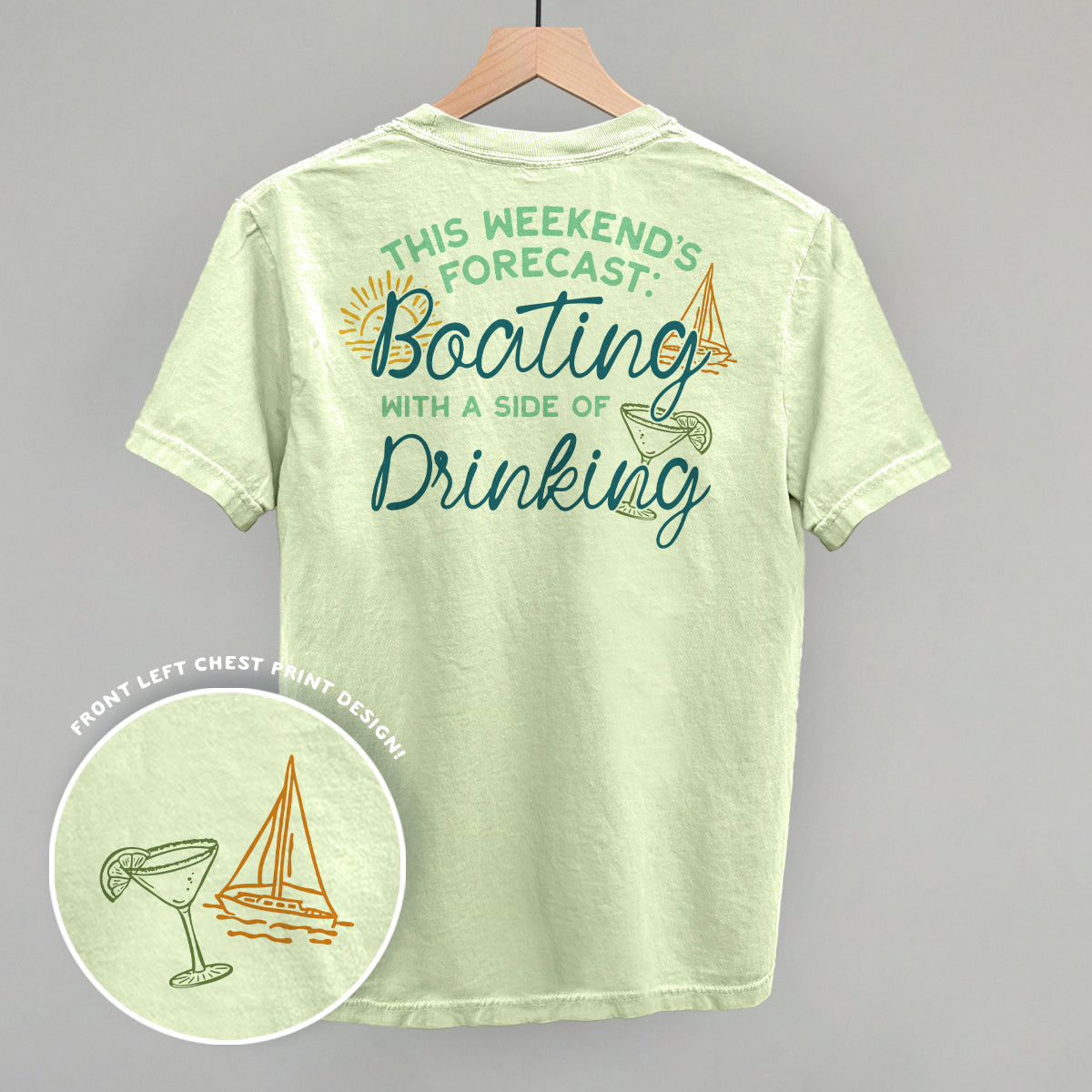 Weekend Forecast- Boating and Drinking (Back Print) - Comfort Colors Tee, Ivory - Bexa Boutique