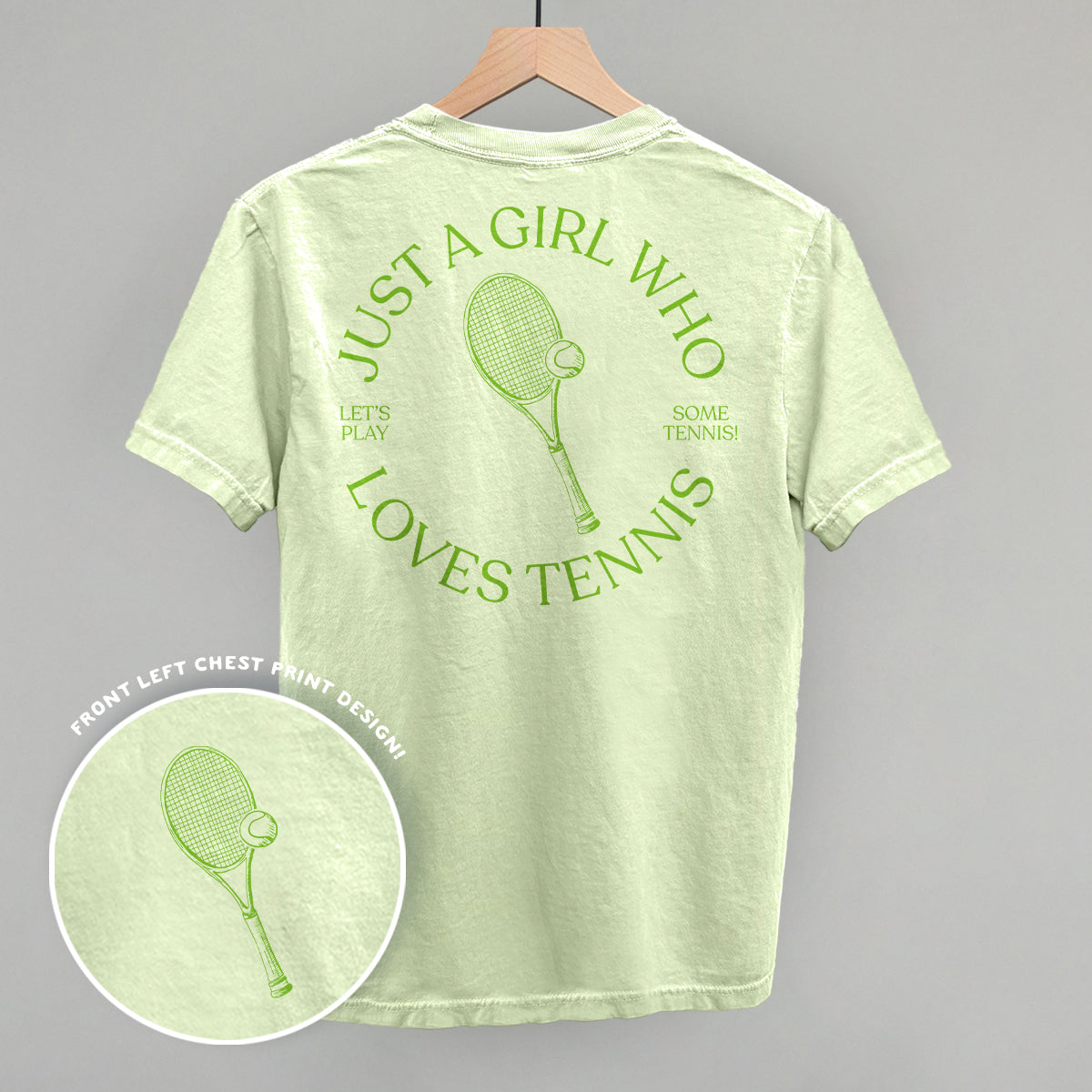 Just A Girl Who Loves Tennis (Back Print) - Comfort Colors Tee, White - Bexa Boutique