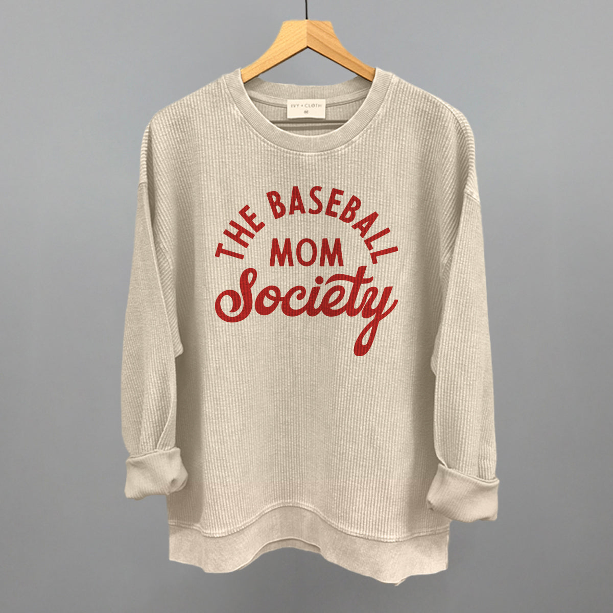 The Baseball Mom Society - Oversized Boxy Crew, Bone - Bexa Boutique