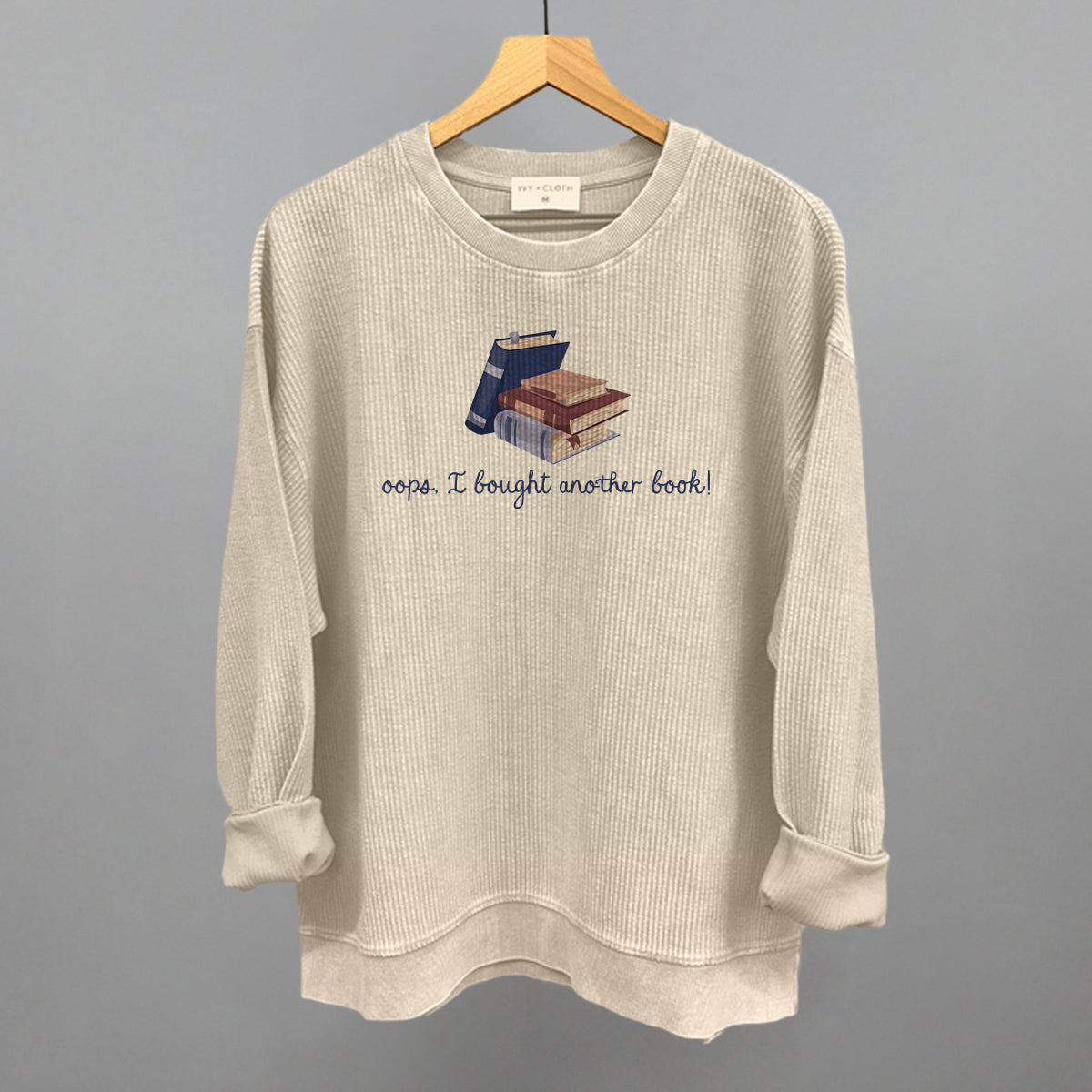 Oops, I Bought Another Book - Oversized Boxy Crew, Bone - Bexa Boutique