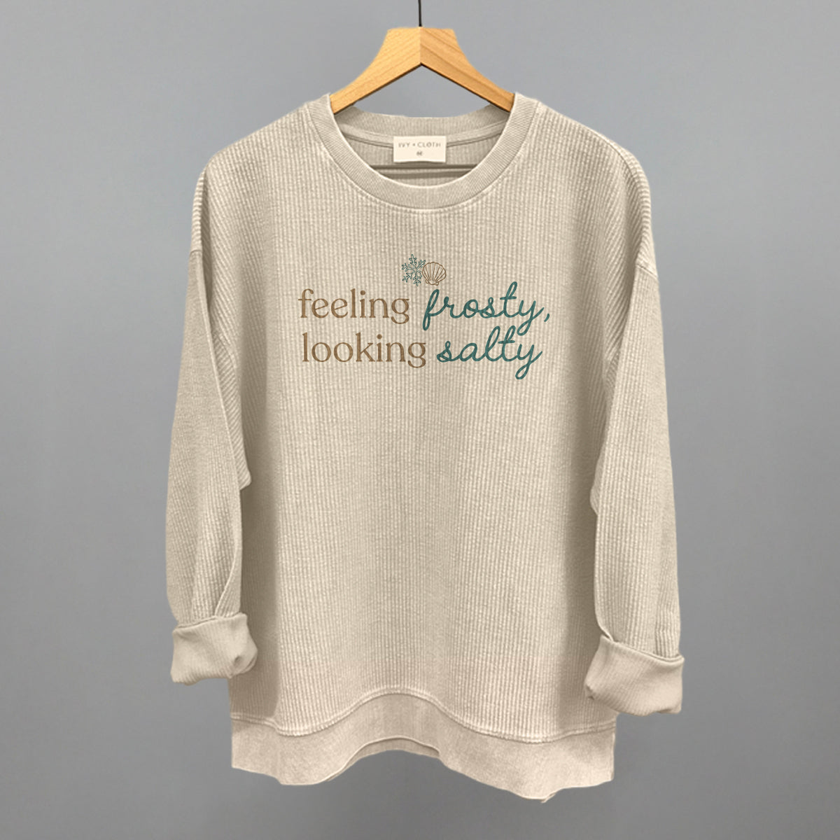 Feeling Frosty, Looking Salty - Oversized Terry Poncho, Tapioca - Bexa Boutique