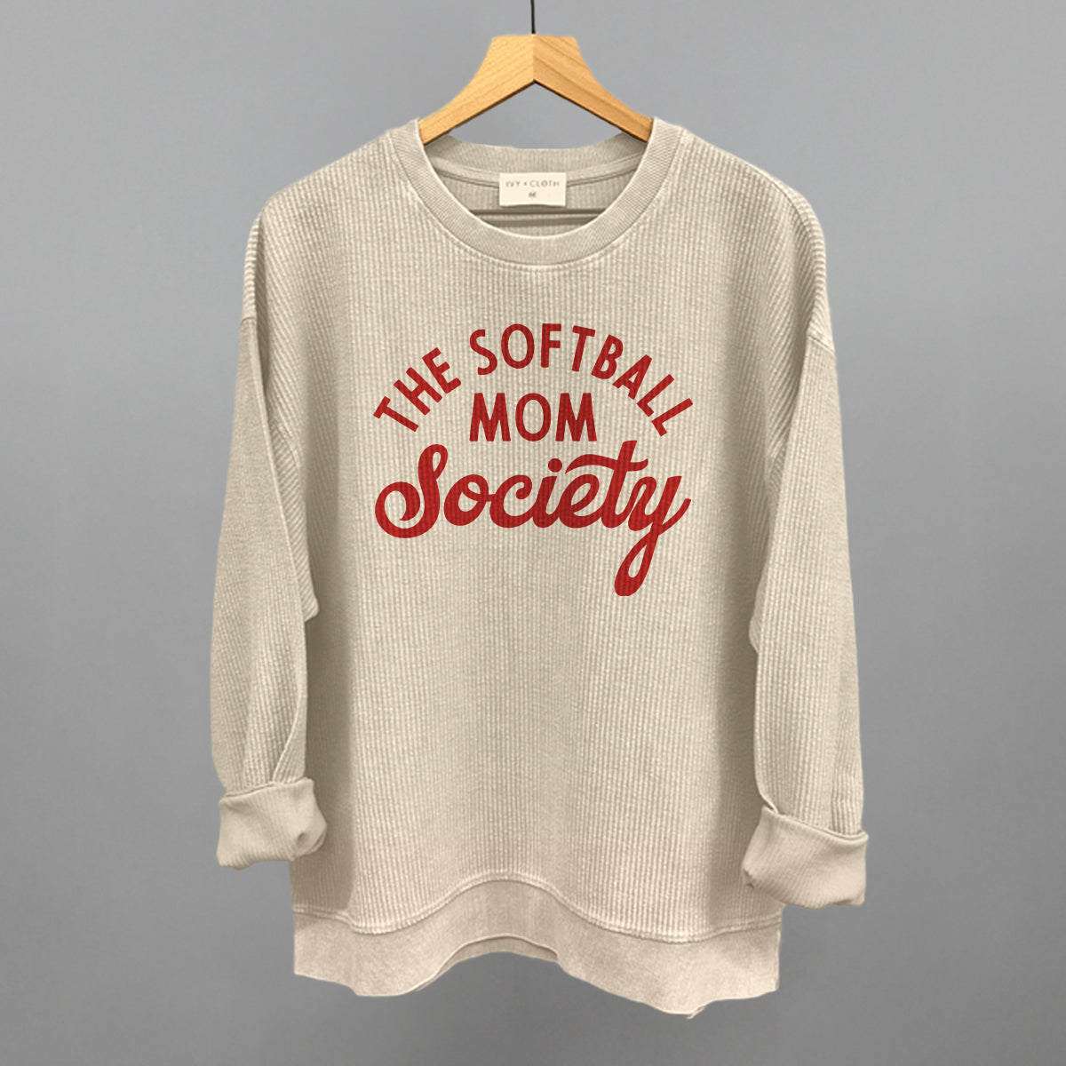 The Softball Mom Society - Sweatshirt, Oatmeal - Bexa Boutique