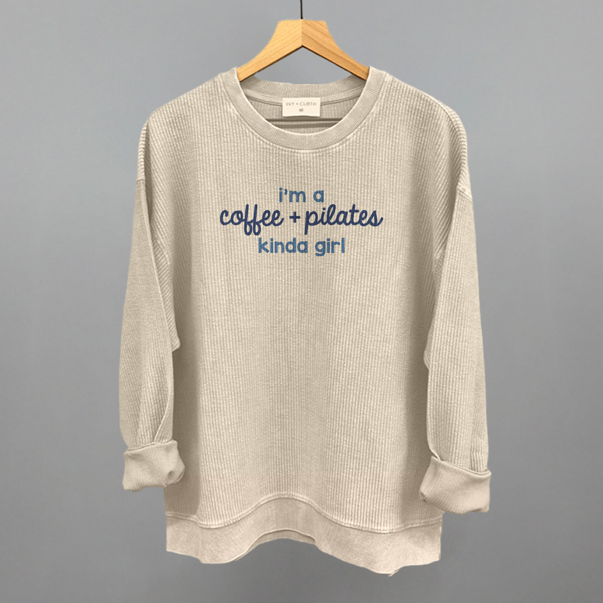 I'm A Coffee + Pilates Kinda Girl - Oversized Terry Poncho, Nantucket Breeze - Bexa Boutique