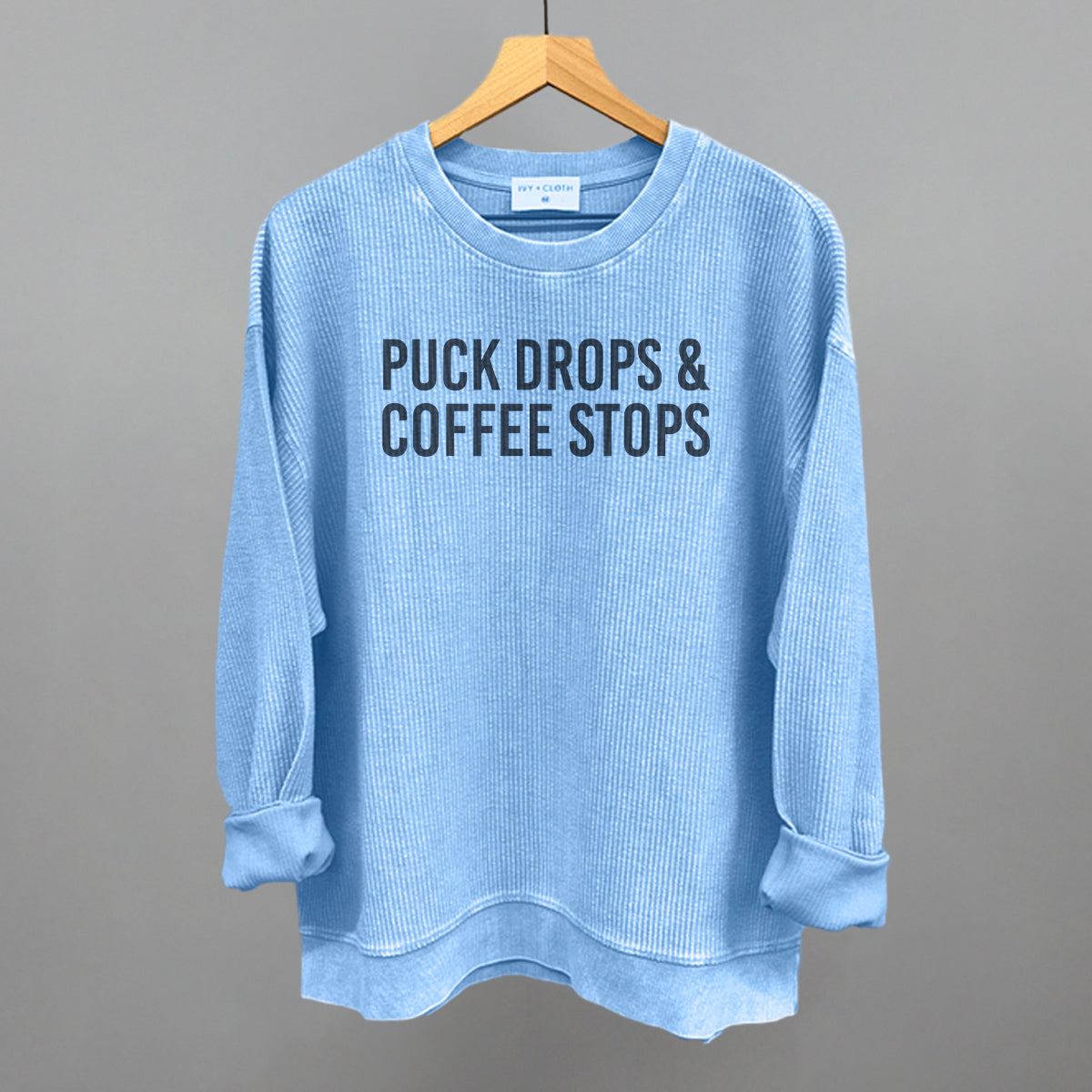 Puck Drops & Coffee Stops - Oversized Boxy Crew, Nantucket Breeze - Bexa Boutique