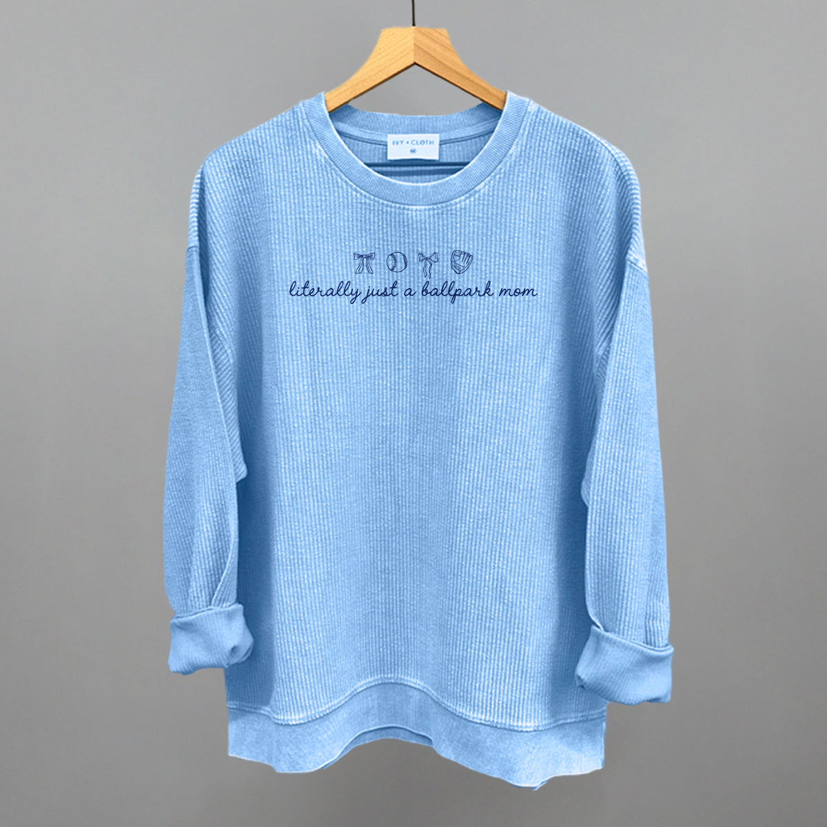 Literally Just A Ballpark Mom - Oversized French Terry Mockneck, Ash - Bexa Boutique