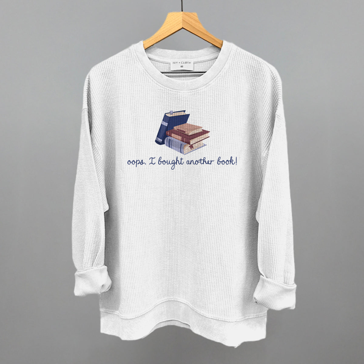 Oops, I Bought Another Book - Oversized Boxy Crew, Bone - Bexa Boutique