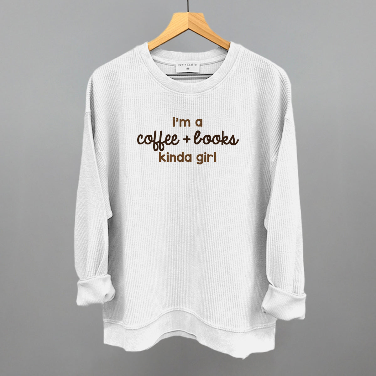I'm A Coffee + Books Kinda Girl - Oversized Boxy Crew, Bone - Bexa Boutique