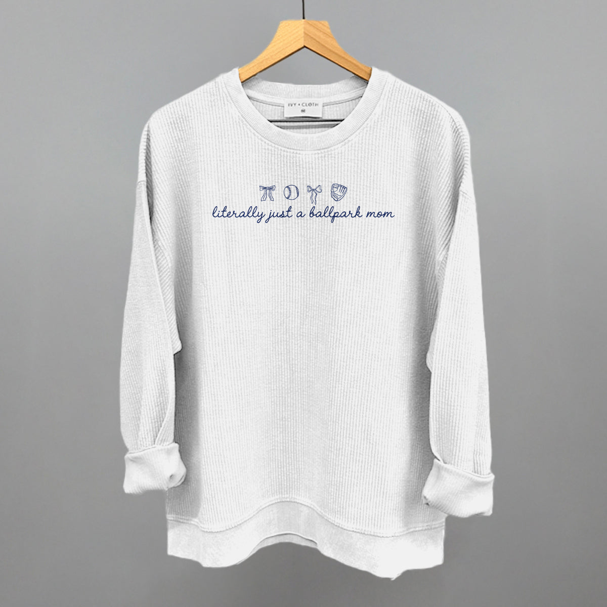 Literally Just A Ballpark Mom - Oversized French Terry Mockneck, Ash - Bexa Boutique
