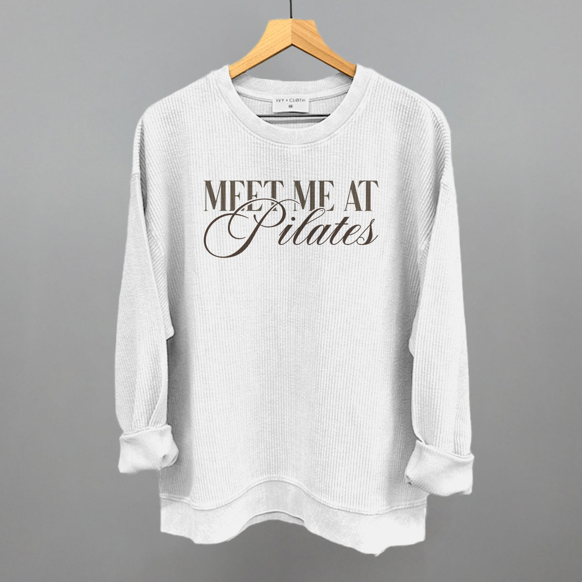 Meet Me At Pilates - Oversized Boxy Crew, Bone - Bexa Boutique