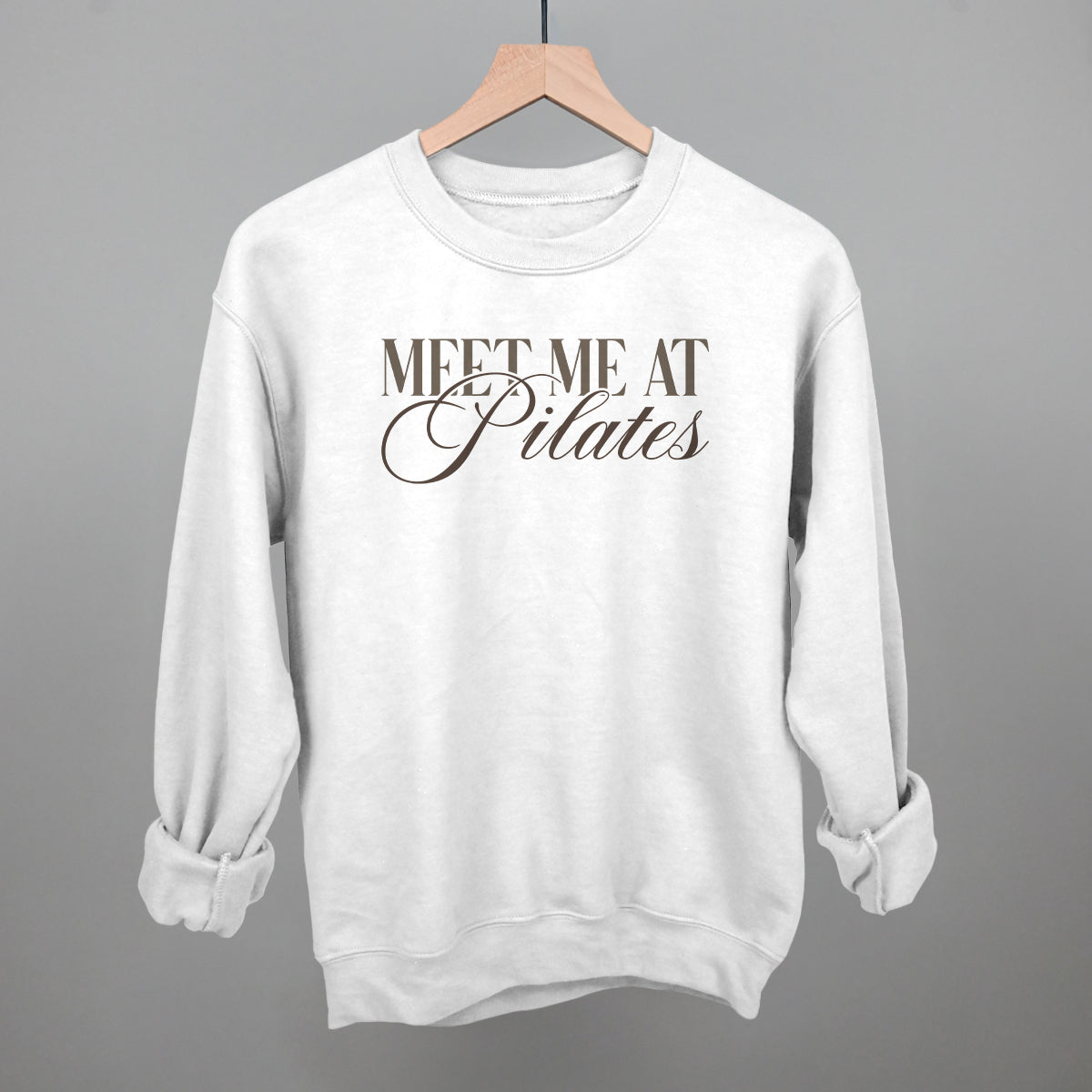 Meet Me At Pilates - Oversized Boxy Crew, Bone - Bexa Boutique