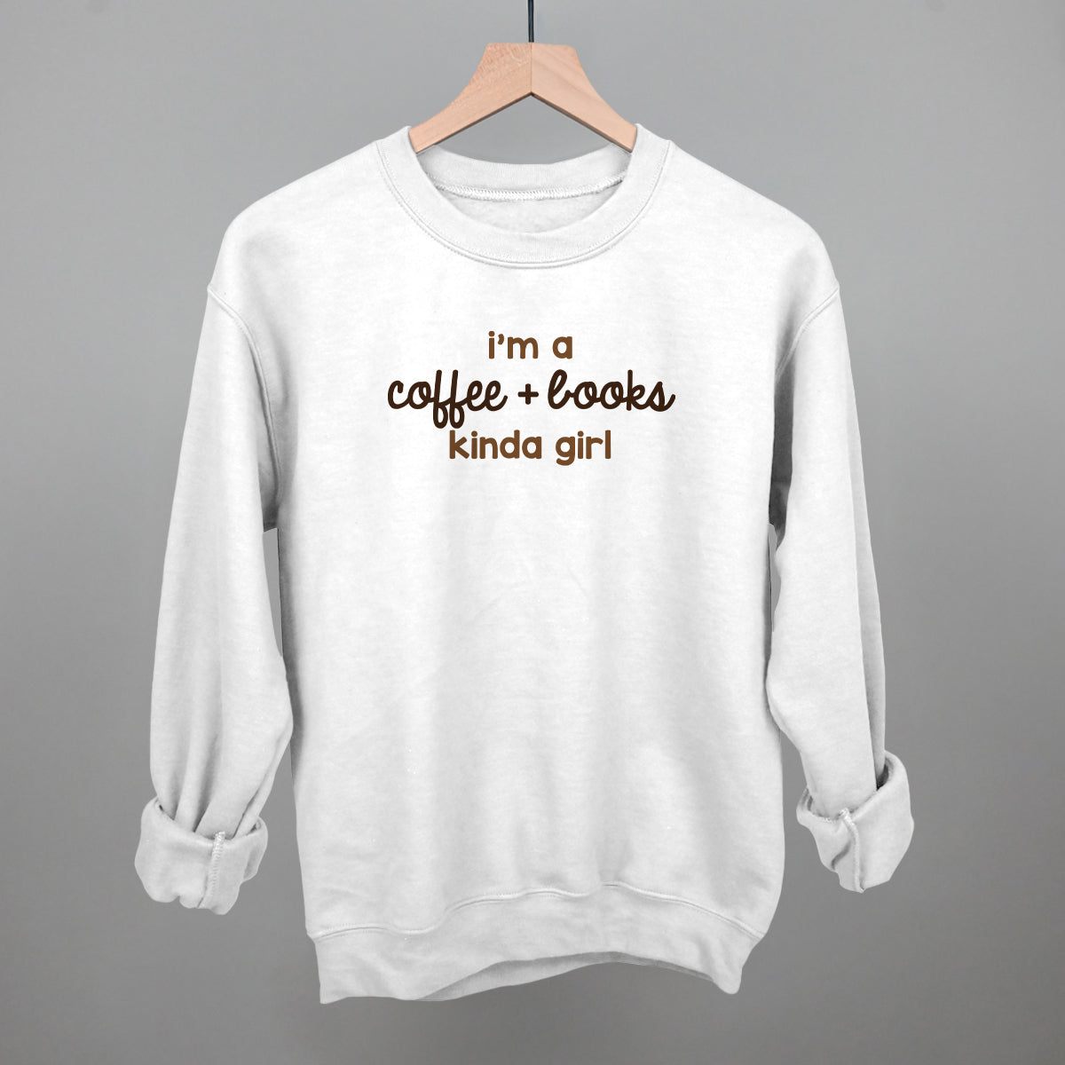I'm A Coffee + Books Kinda Girl - Oversized Boxy Crew, Bone - Bexa Boutique