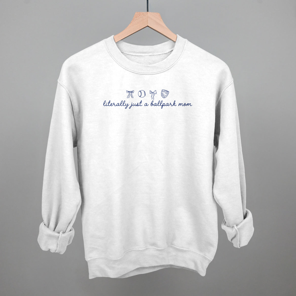 Literally Just A Ballpark Mom - Oversized French Terry Mockneck, Ash - Bexa Boutique