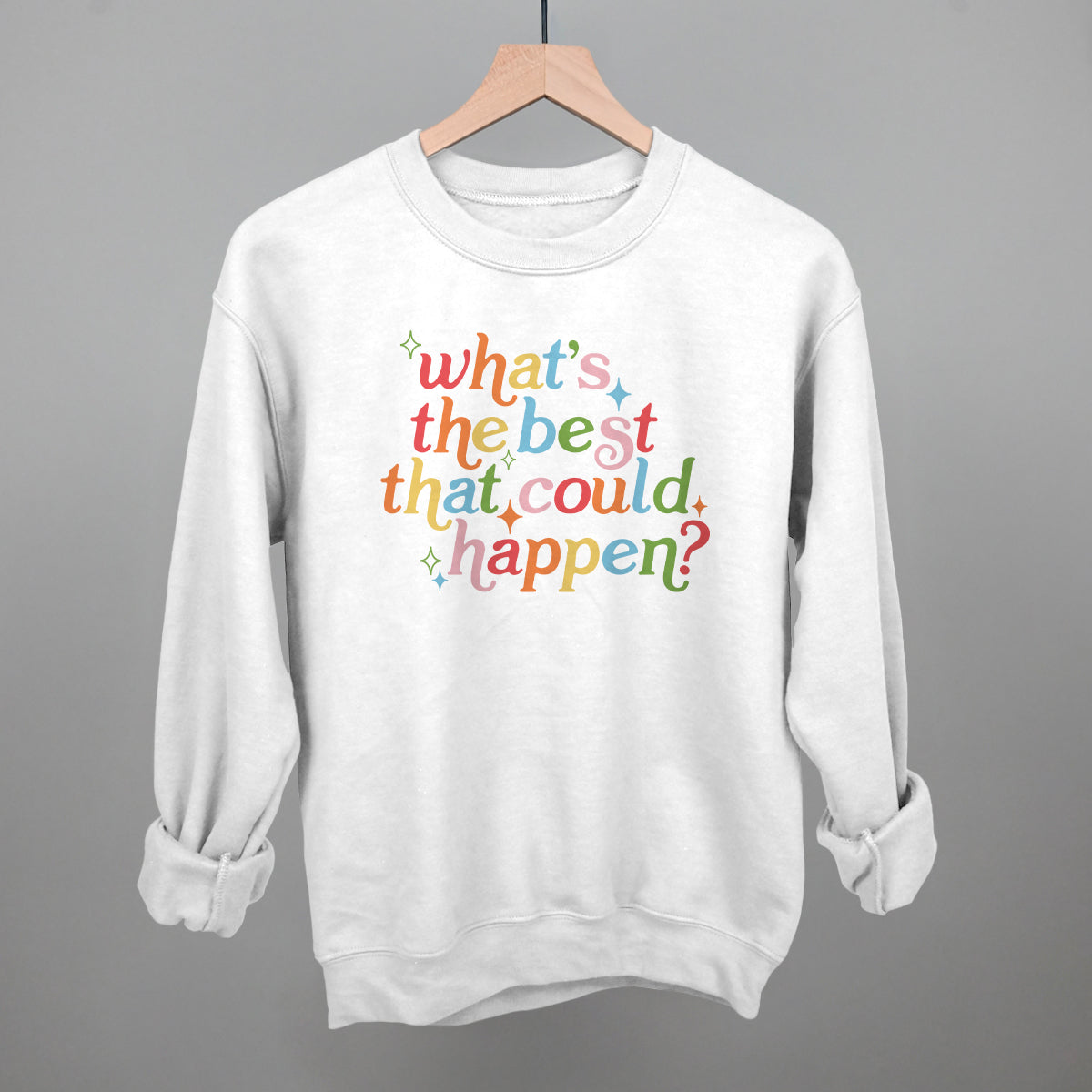 What's The Best That Could Happen - Oversized Corded Crew, White - Bexa Boutique
