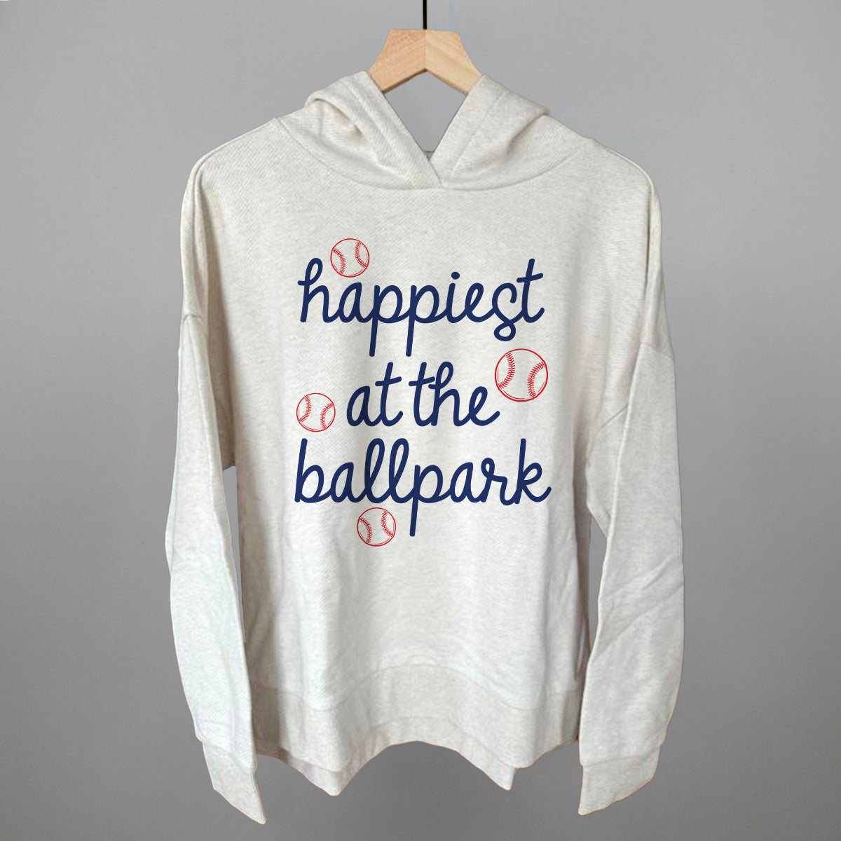 Happiest At The Ballpark Navy Script - Comfort Colors Tee, White - Bexa Boutique