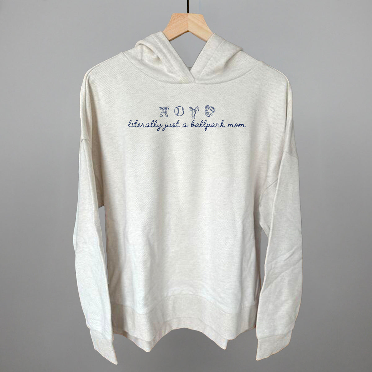 Literally Just A Ballpark Mom - Oversized French Terry Mockneck, Ash - Bexa Boutique