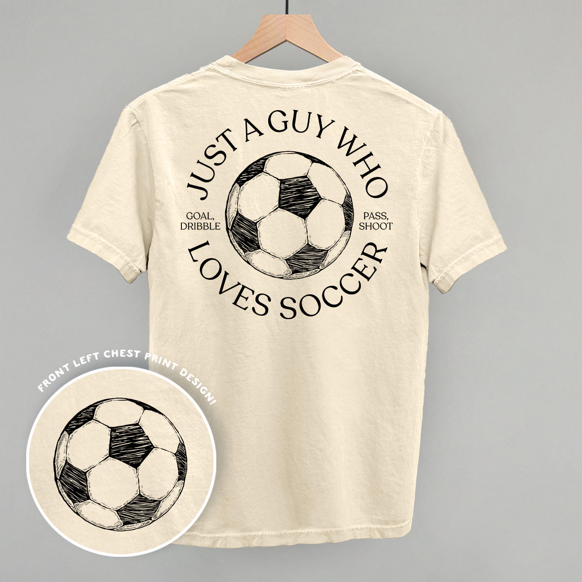 Just A Guy Who Loves Soccer (Back Print) - Comfort Colors Tee, White - Bexa Boutique