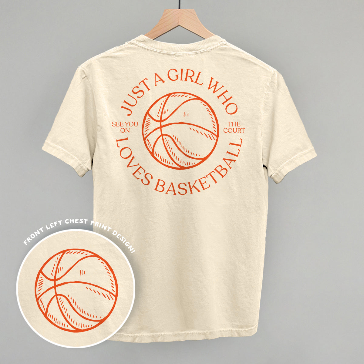 Just A Girl Who Loves Basketball (Back Print) - Comfort Colors Tee, Blossom - Bexa Boutique