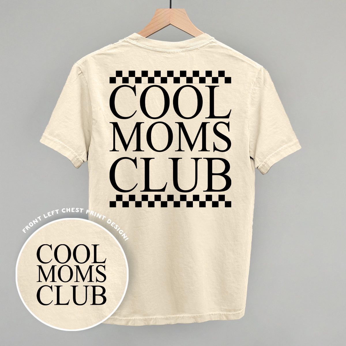 Cool Moms Club Checkered (Back Print) - Comfort Colors Tee, Grey - Bexa Boutique