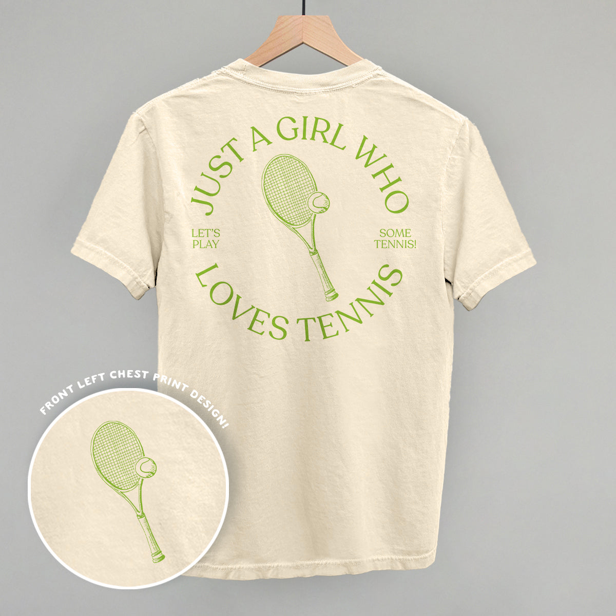 Just A Girl Who Loves Tennis (Back Print) - Comfort Colors Tee, White - Bexa Boutique