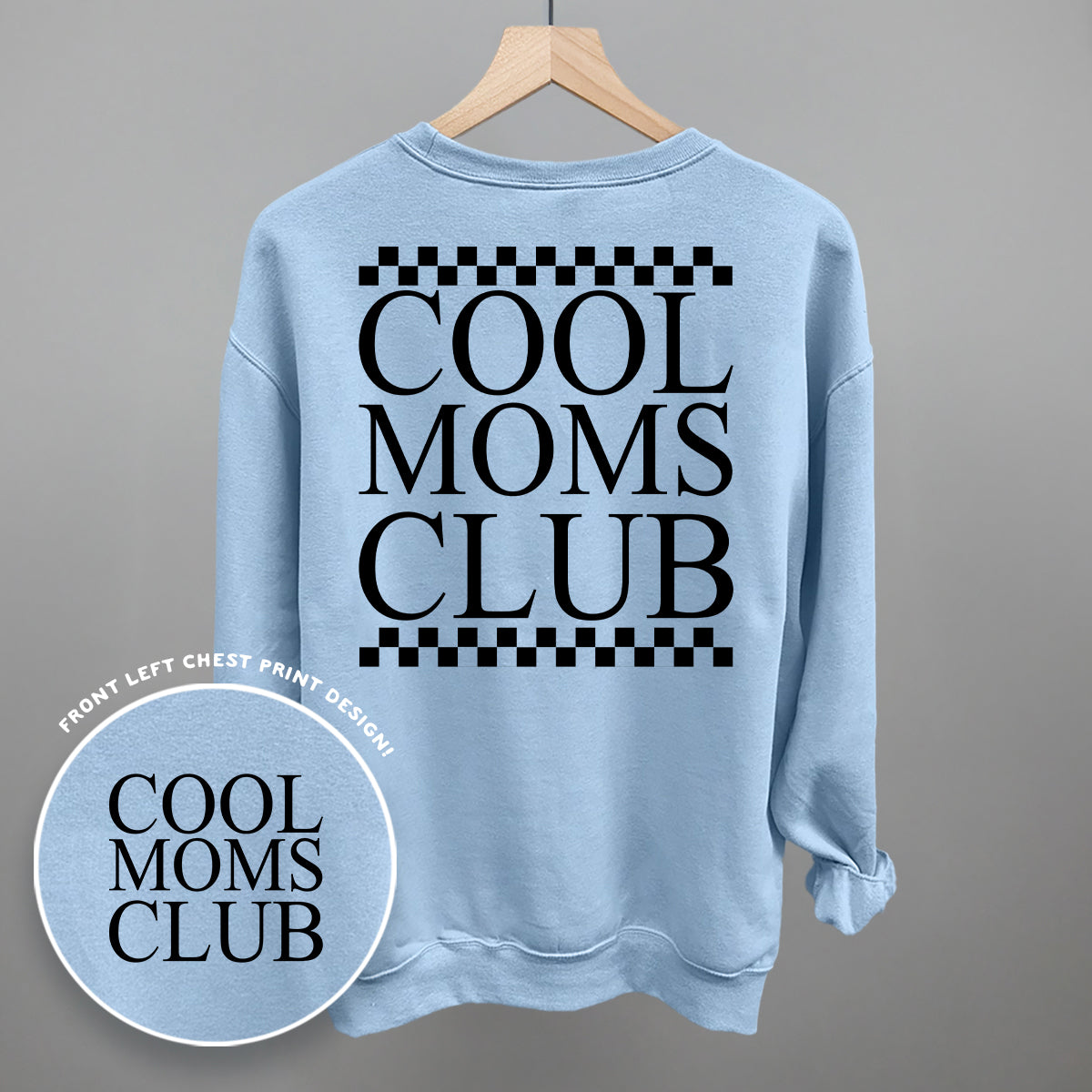 Cool Moms Club Checkered (Back Print) - Comfort Colors Tee, Grey - Bexa Boutique