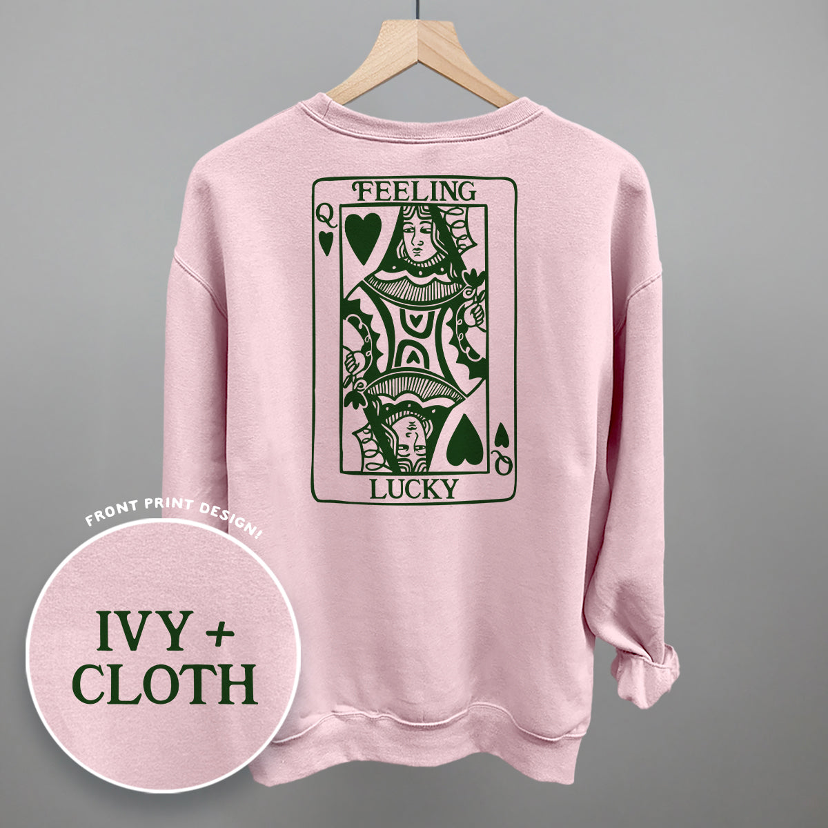 Feeling Lucky Queen Of Hearts (Back Print) - Comfort Colors Tee, Bay - Bexa Boutique