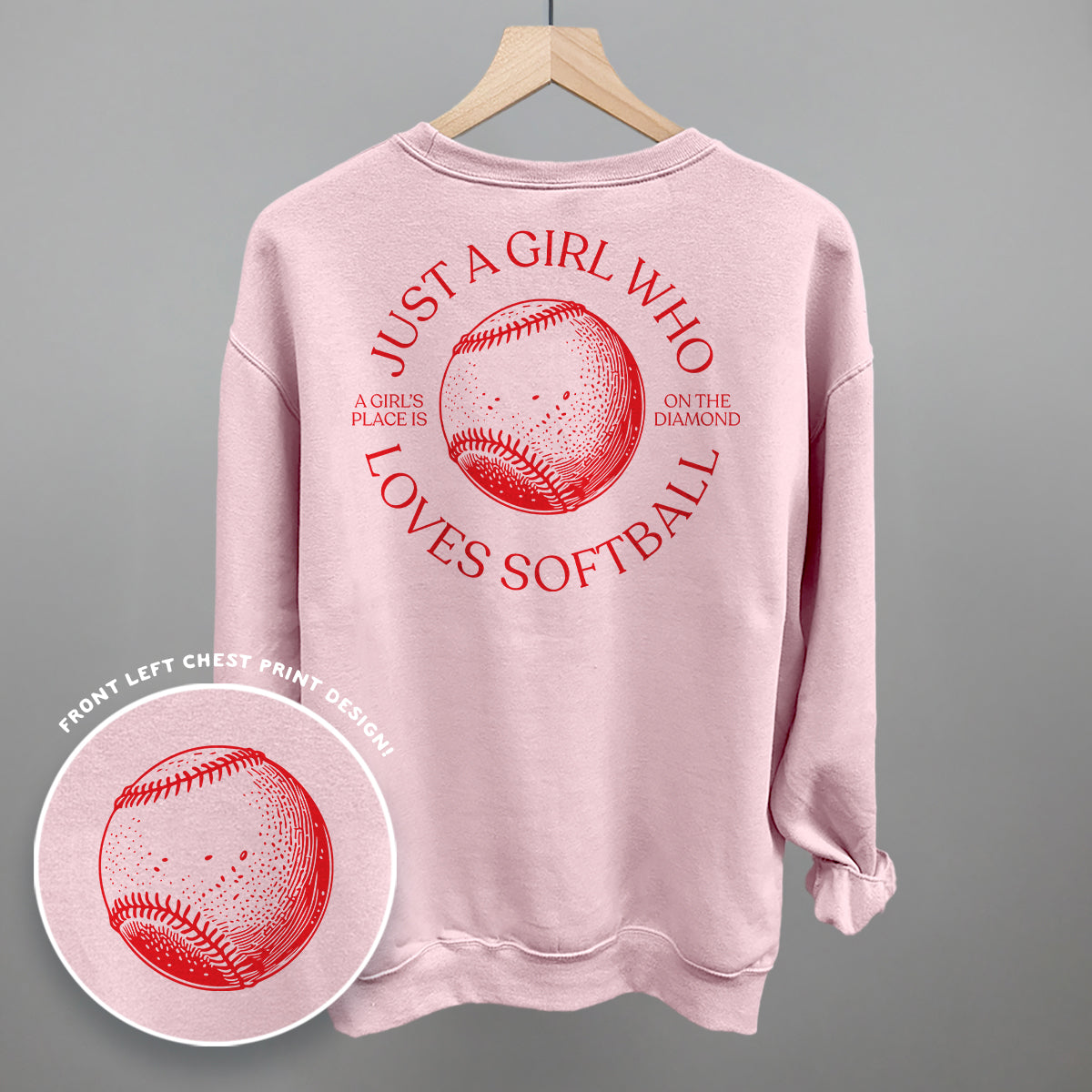 Just A Girl Who Loves Softball (Back Print) - Comfort Colors Tee, Blossom - Bexa Boutique