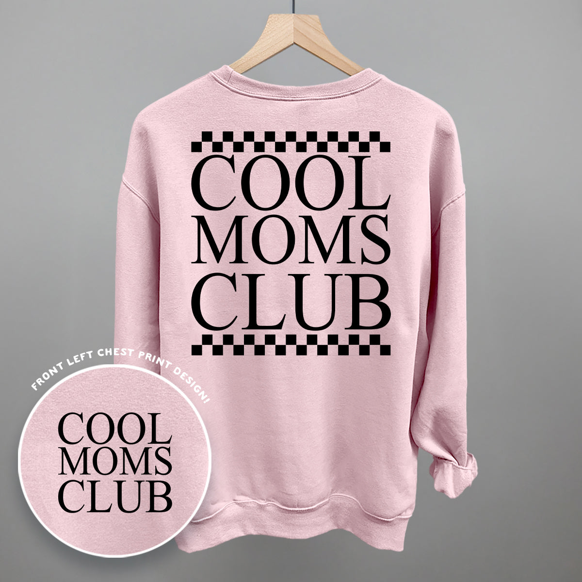 Cool Moms Club Checkered (Back Print) - Comfort Colors Tee, Grey - Bexa Boutique