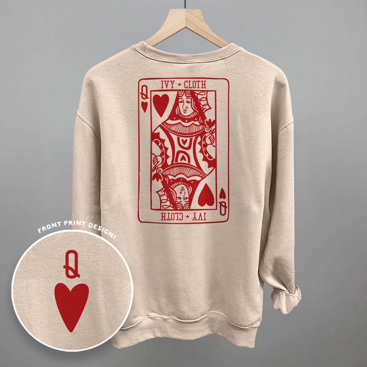 Queen Of Hearts (Back Print) - Sweatshirt, Light Pink - Bexa Boutique