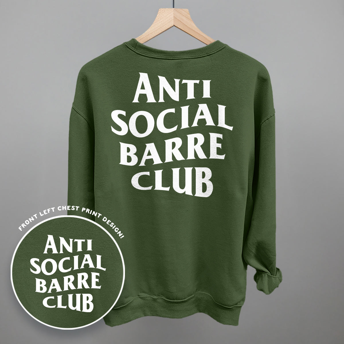 Anti Social Barre Club (White) (Back Print) - Comfort Colors Tee, Chambray - Bexa Boutique