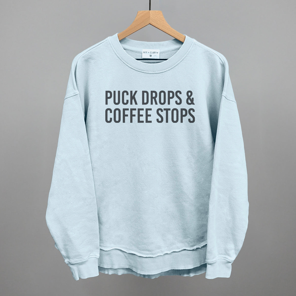 Puck Drops & Coffee Stops - Oversized Boxy Crew, Nantucket Breeze - Bexa Boutique