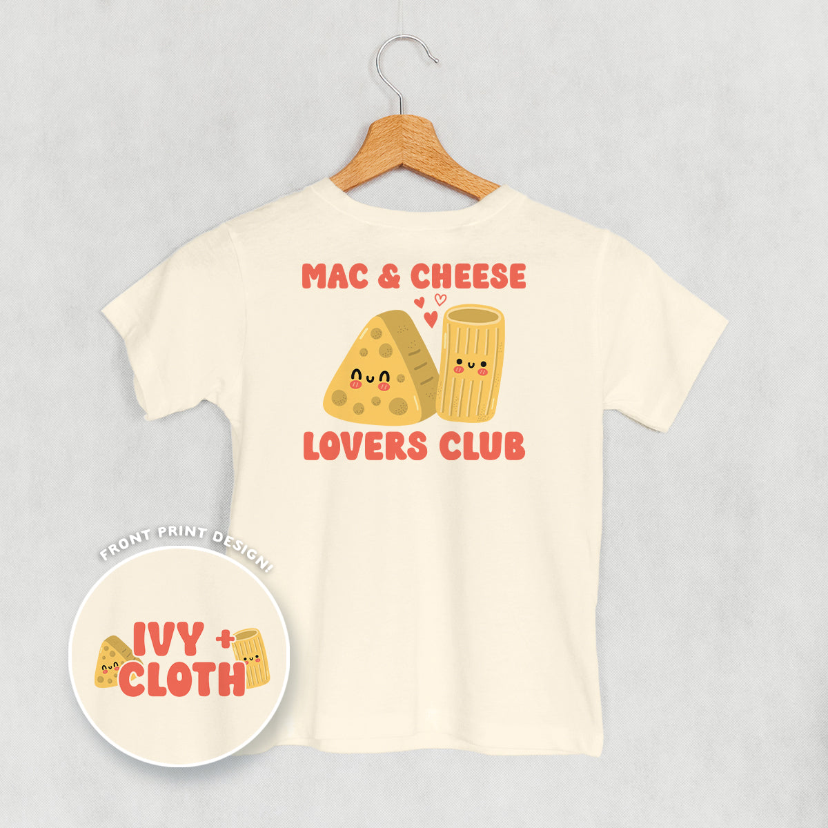 Mac & Cheese Lovers Club (Kids Back Print) - Toddler Crewneck, Natural Heather - Bexa Boutique