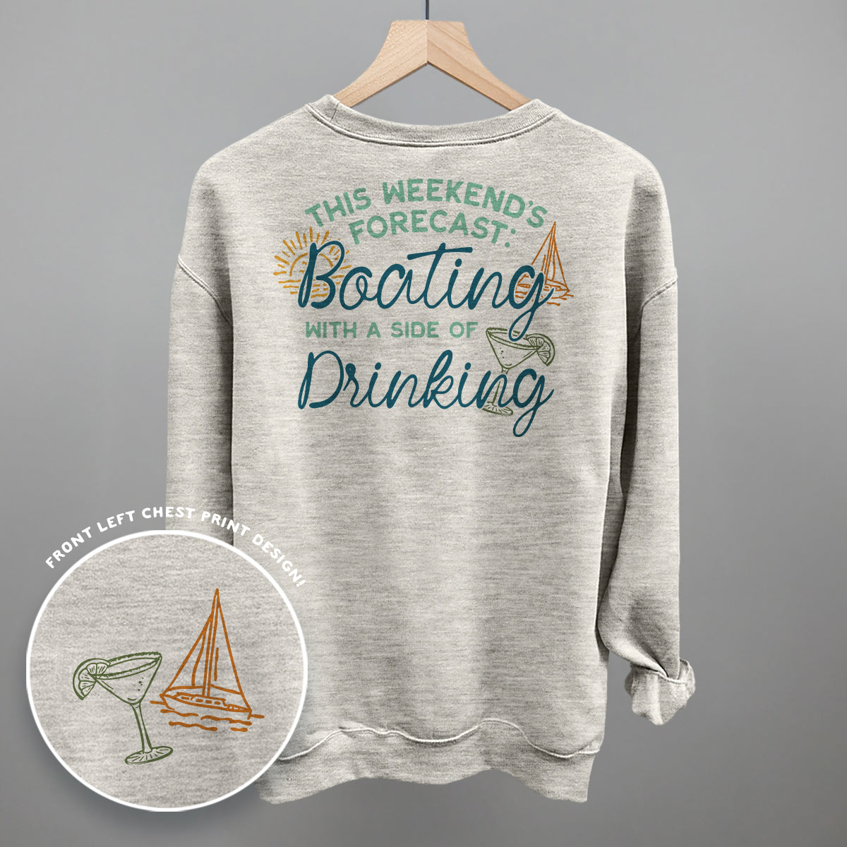 Weekend Forecast- Boating and Drinking (Back Print) - Comfort Colors Tee, Ivory - Bexa Boutique