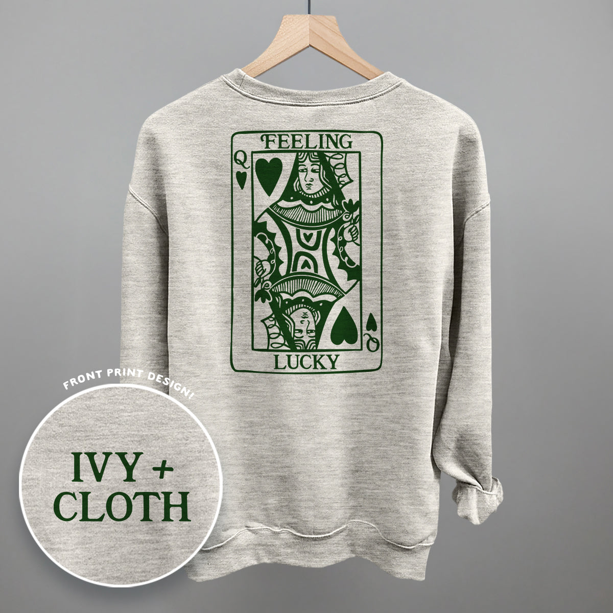 Feeling Lucky Queen Of Hearts (Back Print) - Comfort Colors Tee, Bay - Bexa Boutique