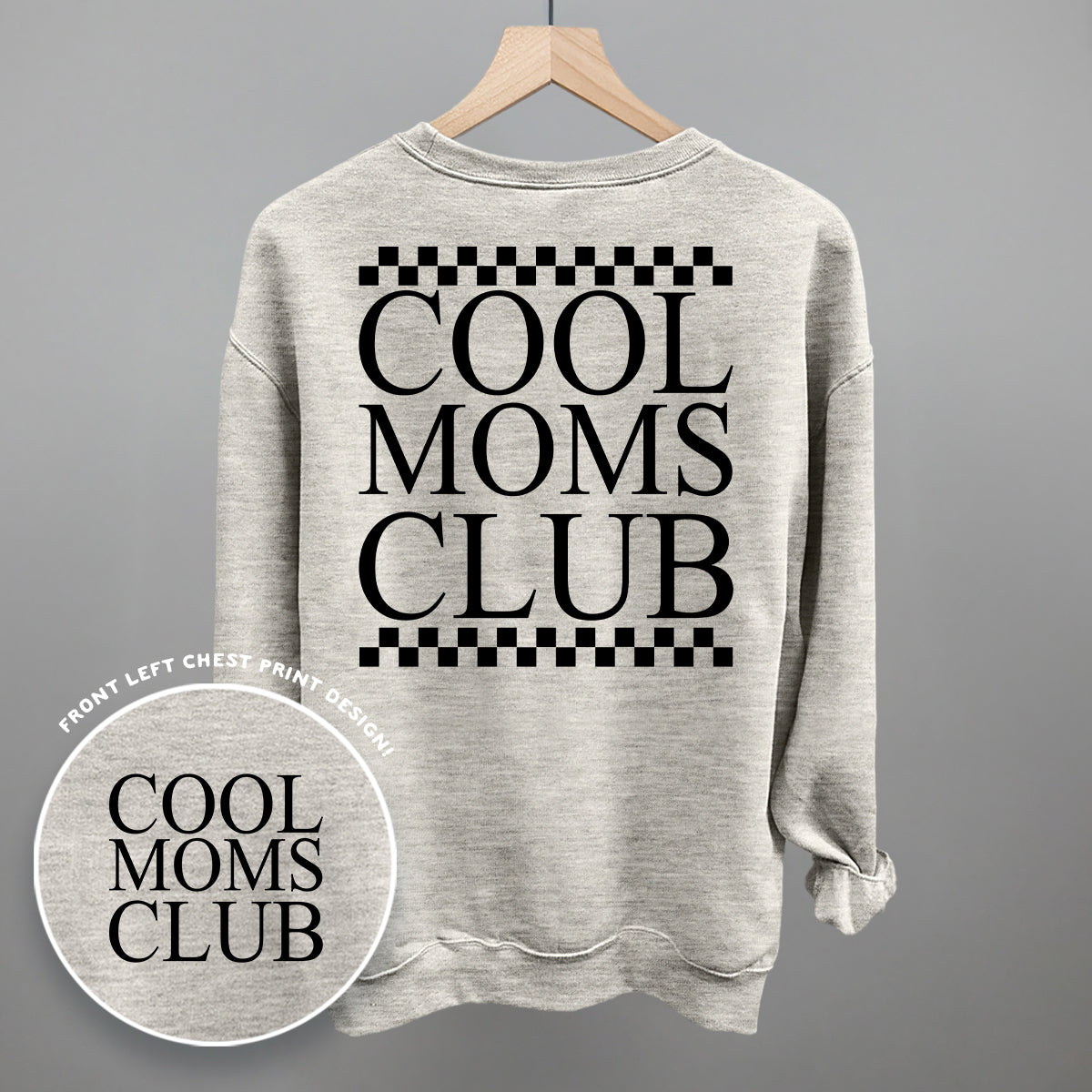 Cool Moms Club Checkered (Back Print) - Comfort Colors Tee, Grey - Bexa Boutique