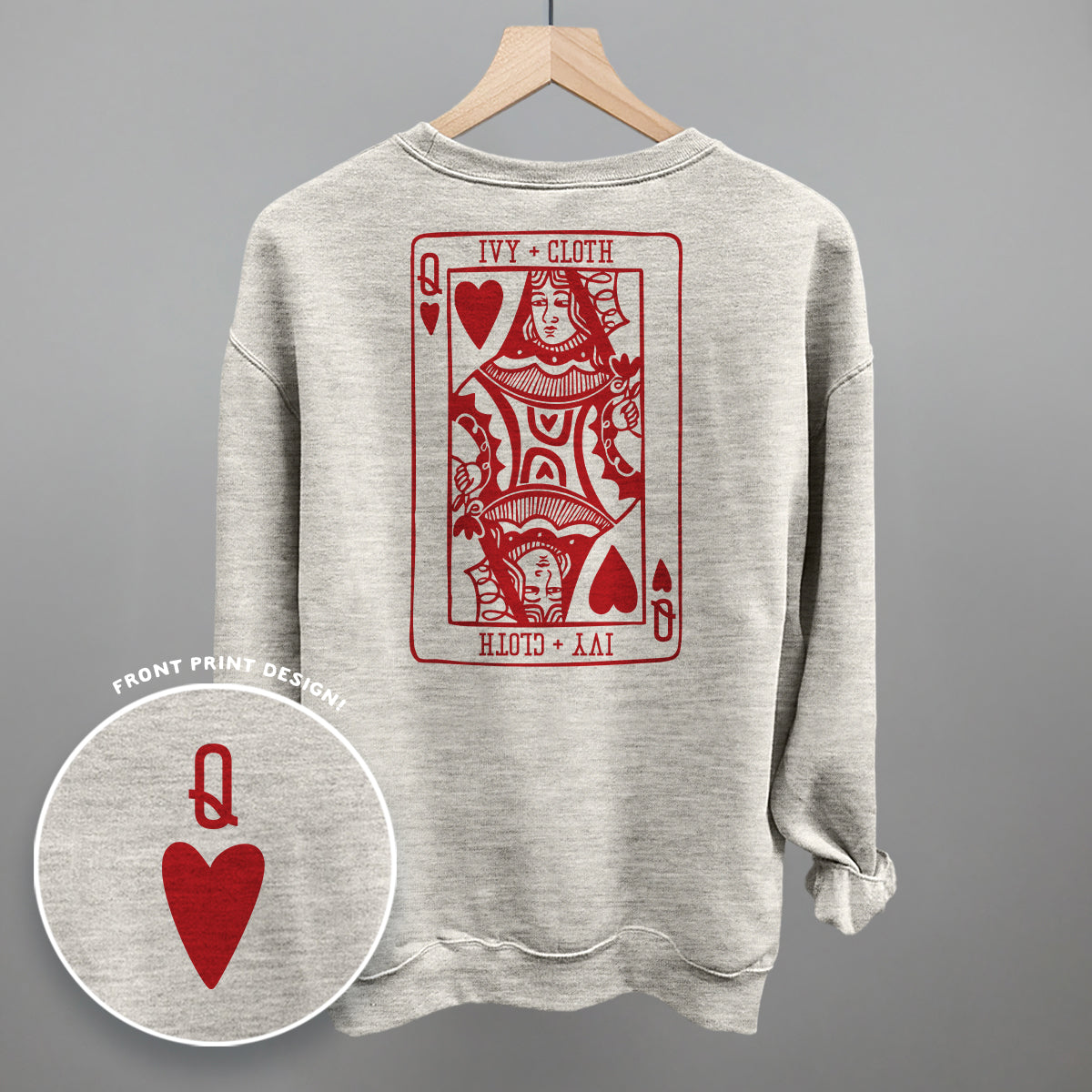 Queen Of Hearts (Back Print) - Sweatshirt, Light Pink - Bexa Boutique