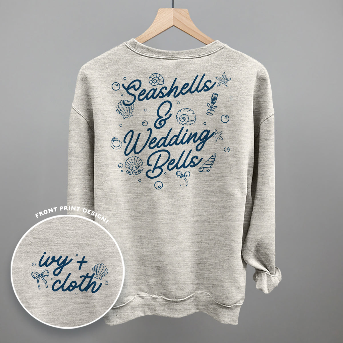 Seashells & Wedding Bells (Back Print) - Sweatshirt, Light Pink - Bexa Boutique