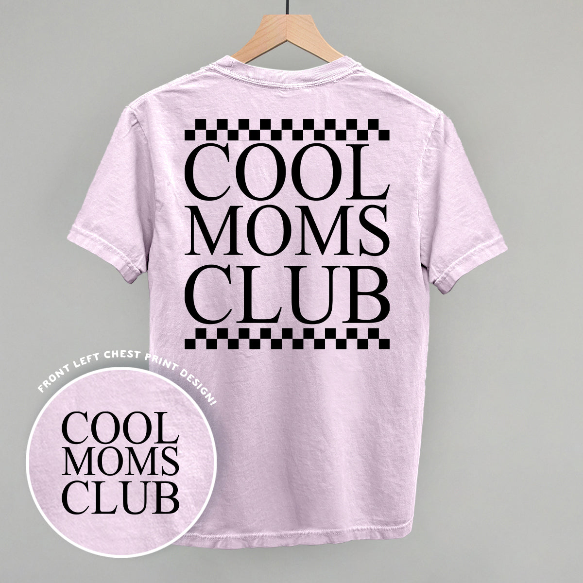Cool Moms Club Checkered (Back Print) - Comfort Colors Tee, Grey - Bexa Boutique