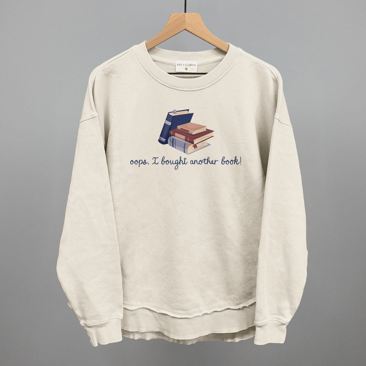 Oops, I Bought Another Book - Oversized Boxy Crew, Bone - Bexa Boutique