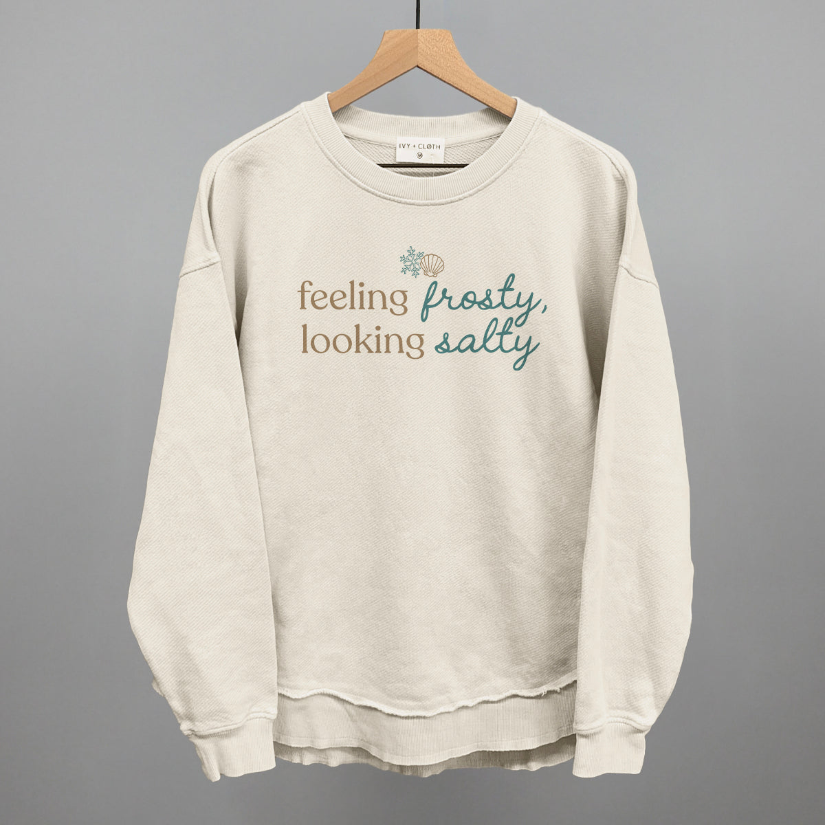 Feeling Frosty, Looking Salty - Oversized Terry Poncho, Tapioca - Bexa Boutique