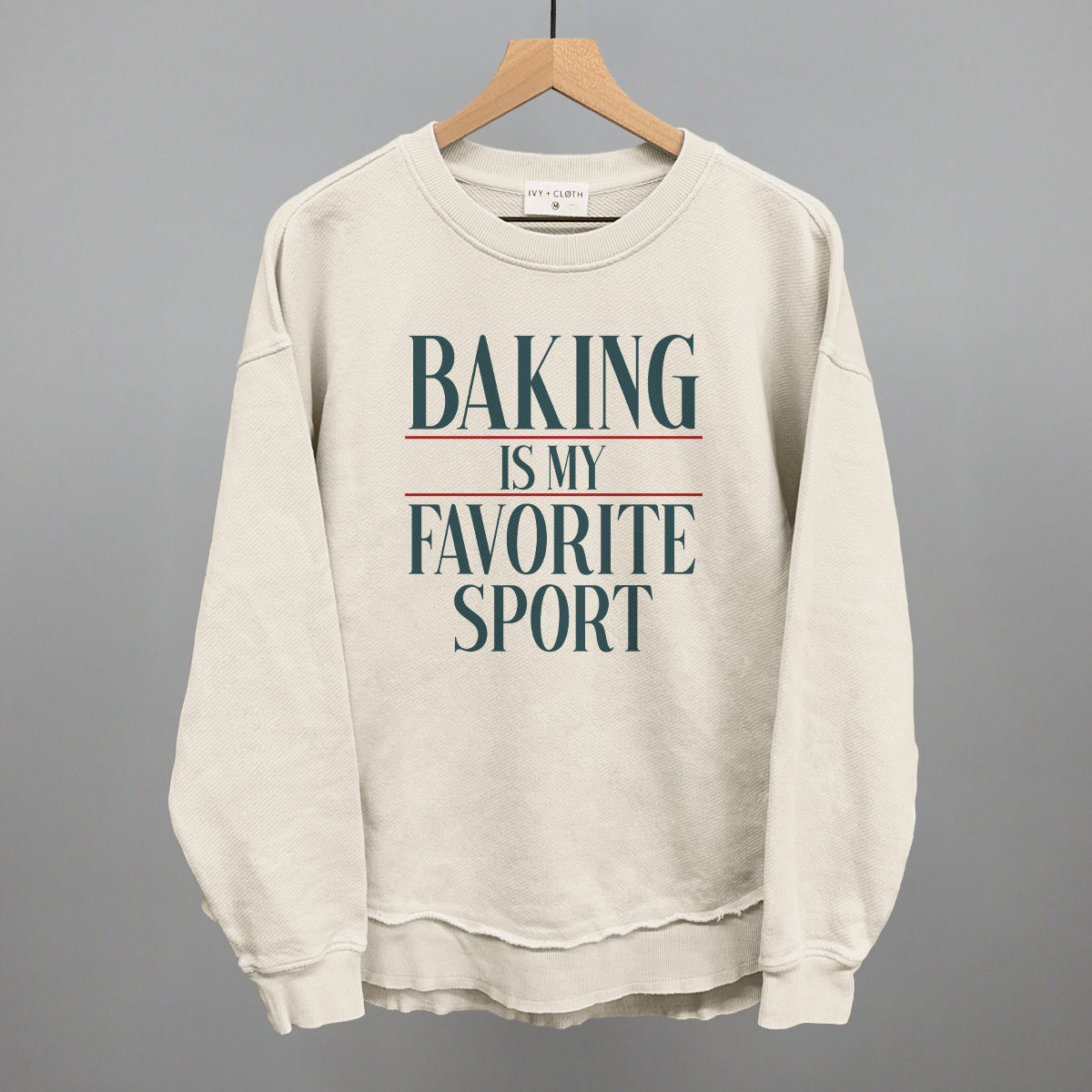 Baking Is My Favorite Sport - Oversized Corded Crew, Moonbeam - Bexa Boutique
