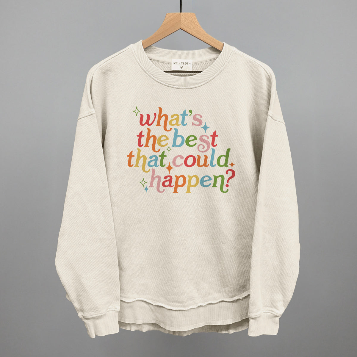 What's The Best That Could Happen - Oversized Corded Crew, White - Bexa Boutique