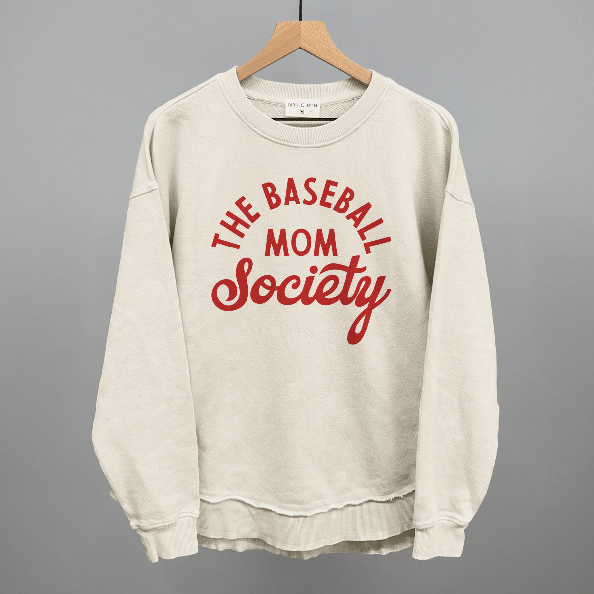 The Baseball Mom Society - Oversized Boxy Crew, Bone - Bexa Boutique