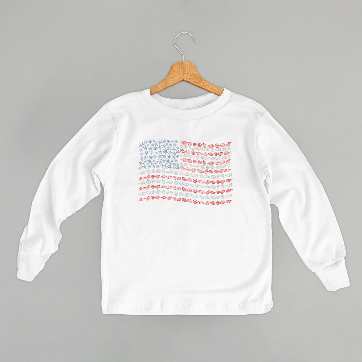 Seashell + Starfish Flag (Kids) - Toddler Tee, White - Bexa Boutique