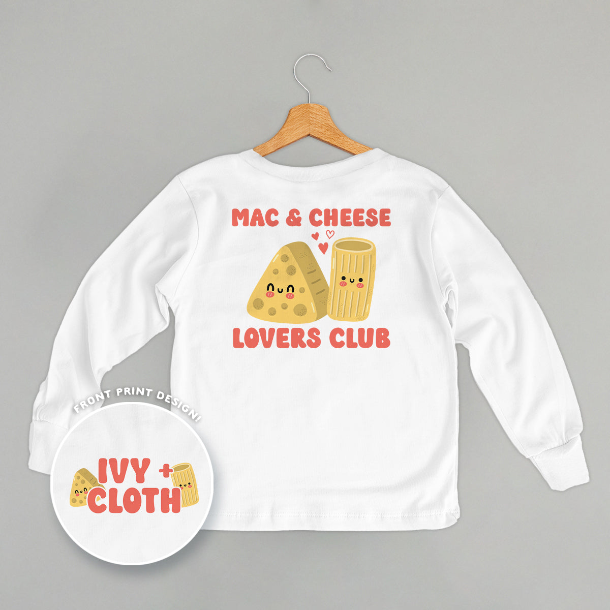 Mac & Cheese Lovers Club (Kids Back Print) - Toddler Crewneck, Natural Heather - Bexa Boutique